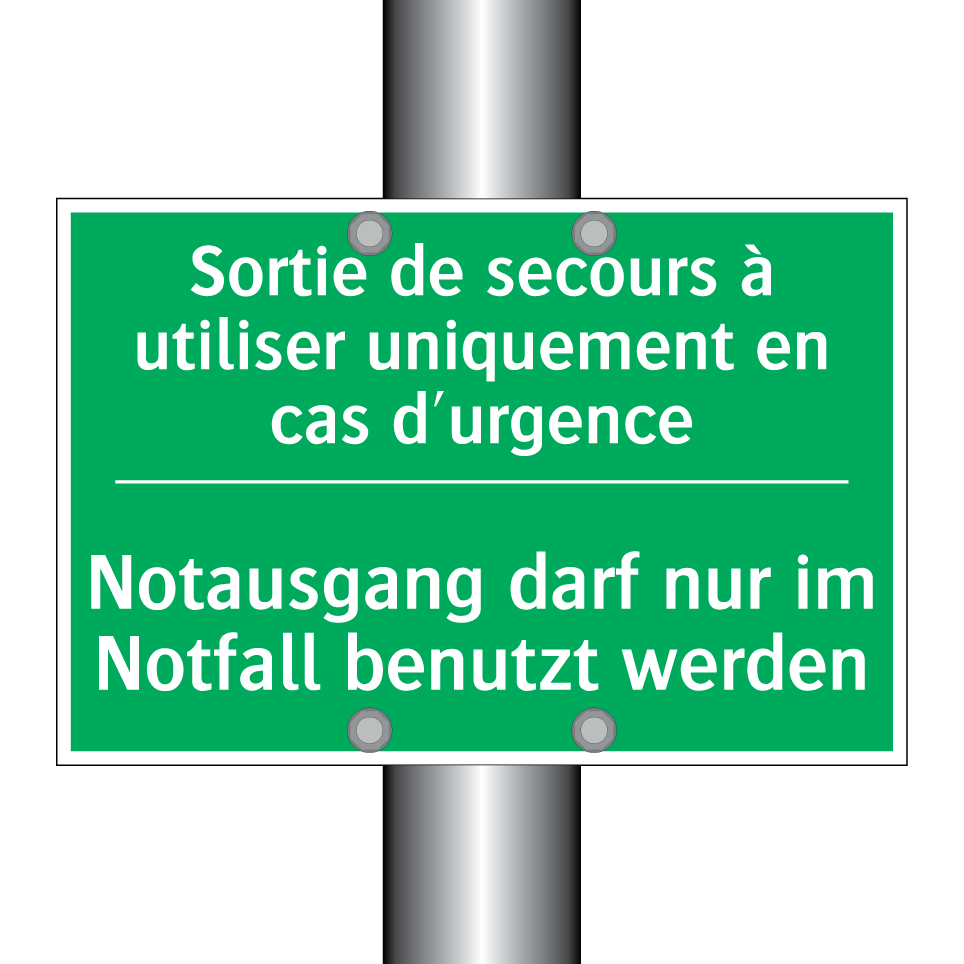Notausgang darf nur im Notfall  /.../ - Sortie de secours à utiliser uniquement  /.../