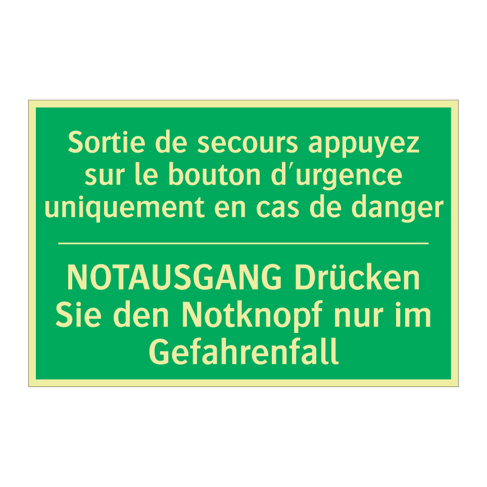 NOTAUSGANG Drücken Sie den Notknopf  /.../ - Sortie de secours appuyez sur  /.../