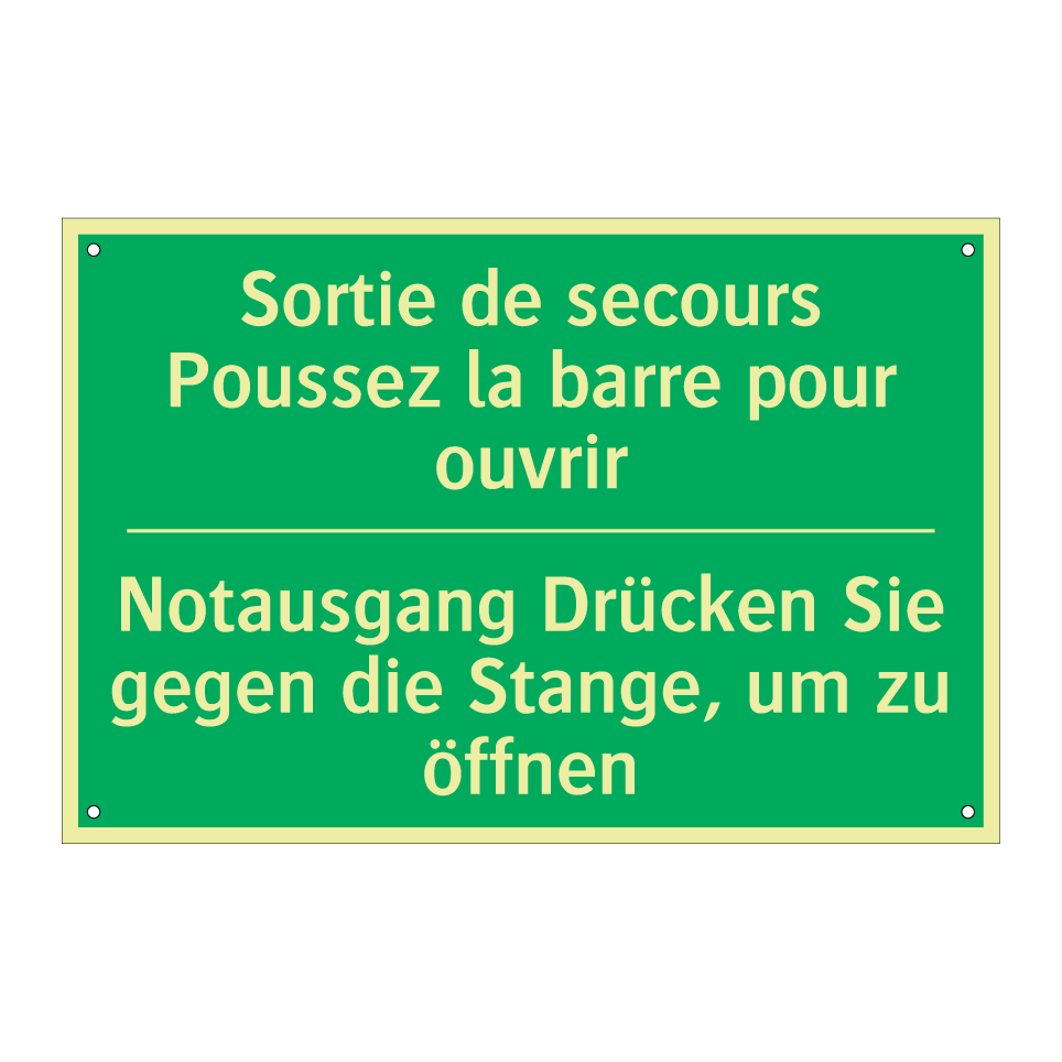 Notausgang Drücken Sie gegen die  /.../ - Sortie de secours Poussez la barre  /.../
