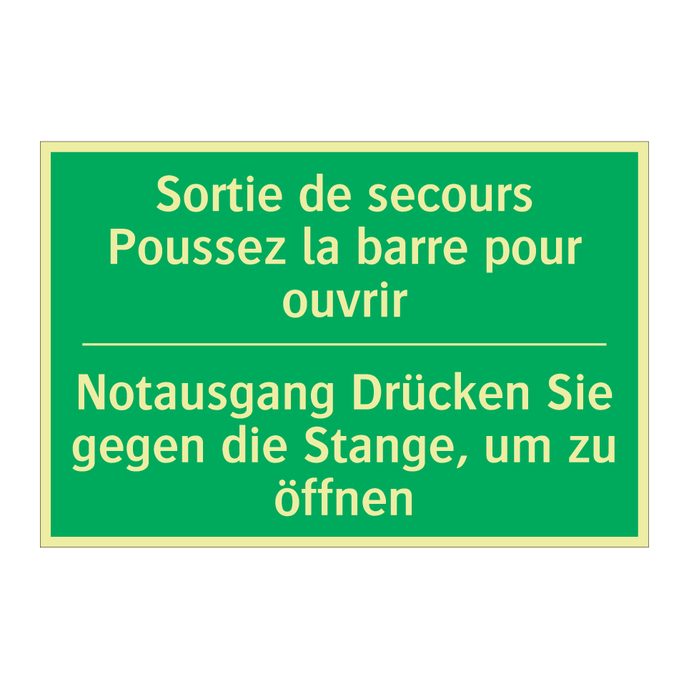 Notausgang Drücken Sie gegen die  /.../ - Sortie de secours Poussez la barre  /.../