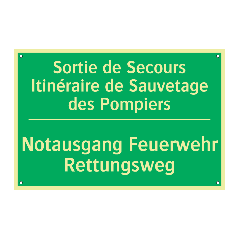 Notausgang Feuerwehr Rettungsweg /.../ - Sortie de Secours Itinéraire de  /.../