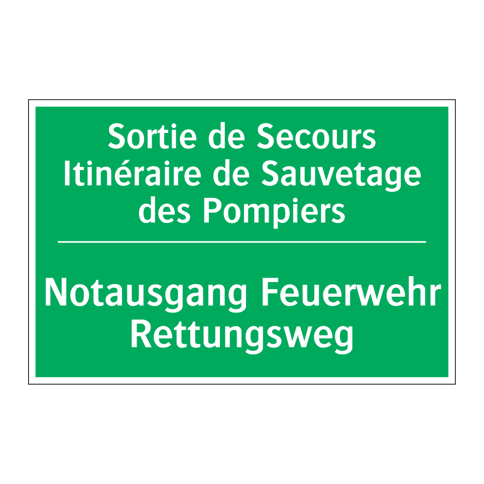 Notausgang Feuerwehr Rettungsweg /.../ - Sortie de Secours Itinéraire de  /.../