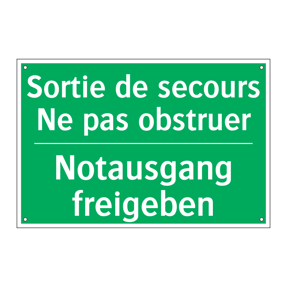 Notausgang freigeben - Sortie de secours Ne pas obstruer /.../