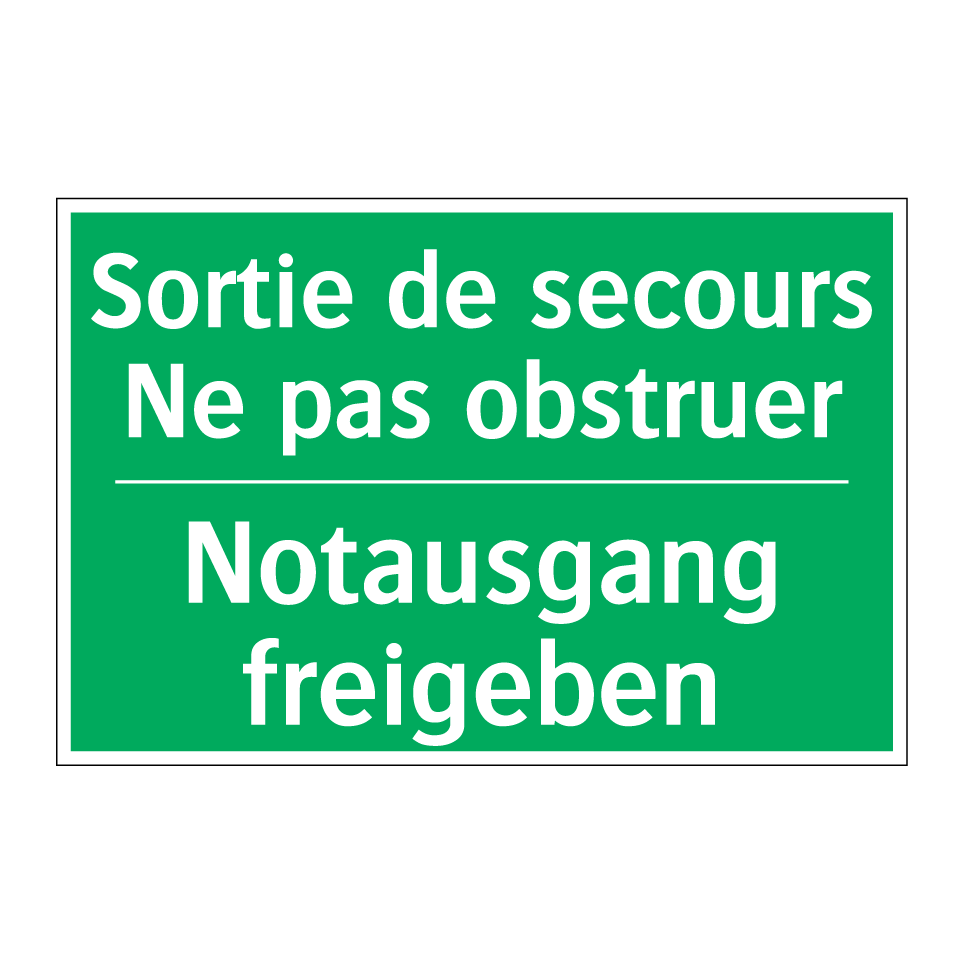 Notausgang freigeben - Sortie de secours Ne pas obstruer /.../