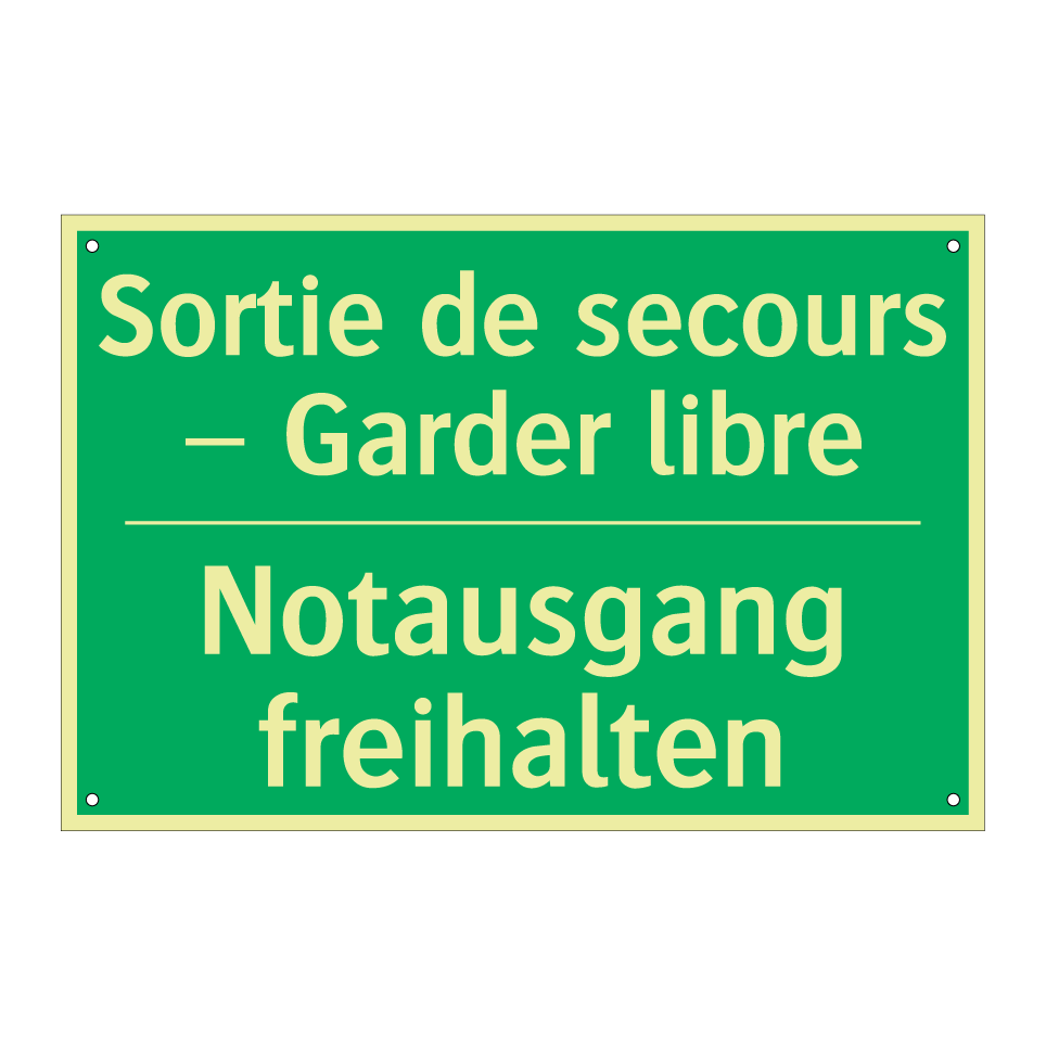 Notausgang freihalten - Sortie de secours – Garder libre /.../
