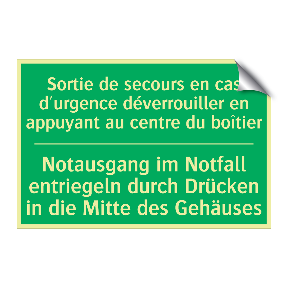 Notausgang im Notfall entriegeln  /.../ - Sortie de secours en cas d'urgence  /.../