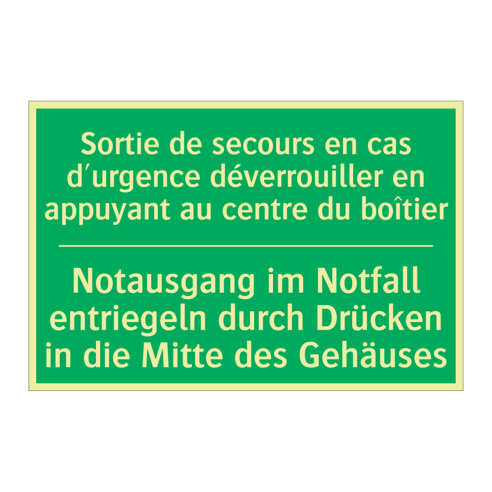 Notausgang im Notfall entriegeln  /.../ - Sortie de secours en cas d'urgence  /.../