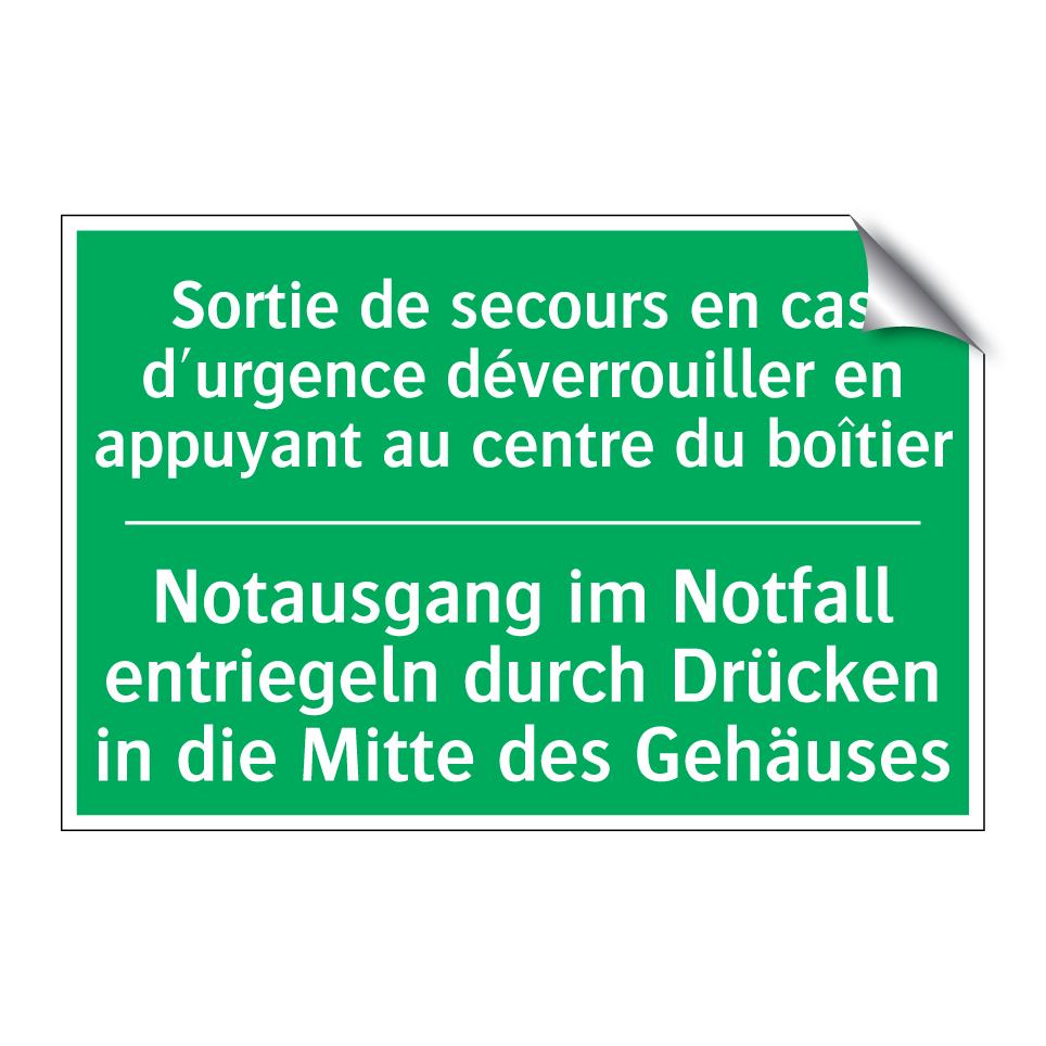 Notausgang im Notfall entriegeln  /.../ - Sortie de secours en cas d'urgence  /.../