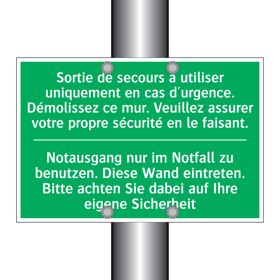 Notausgang nur im Notfall zu benutzen.  /.../ - Sortie de secours à utiliser uniquement  /.../