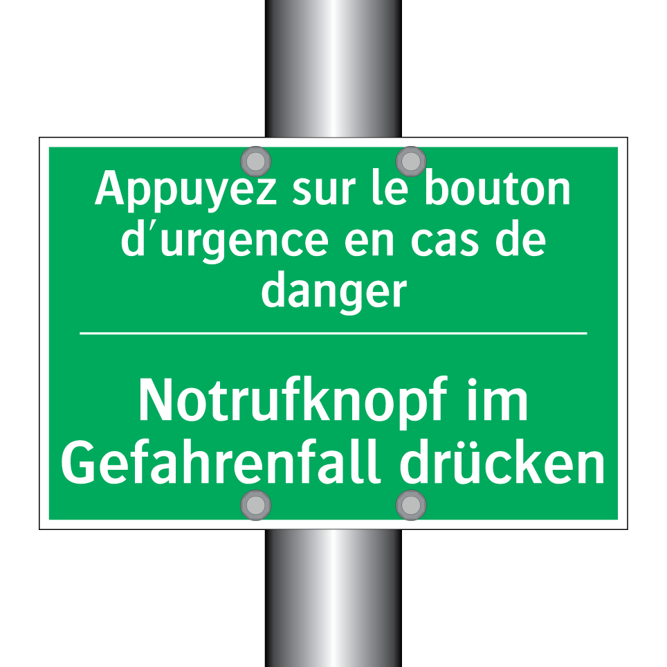 Notrufknopf im Gefahrenfall drücken /.../ - Appuyez sur le bouton d'urgence  /.../