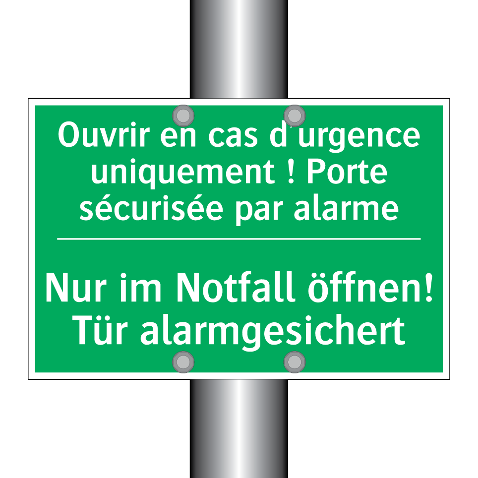 Nur im Notfall öffnen! Tür alarmgesichert /.../ - Ouvrir en cas d'urgence uniquement  /.../