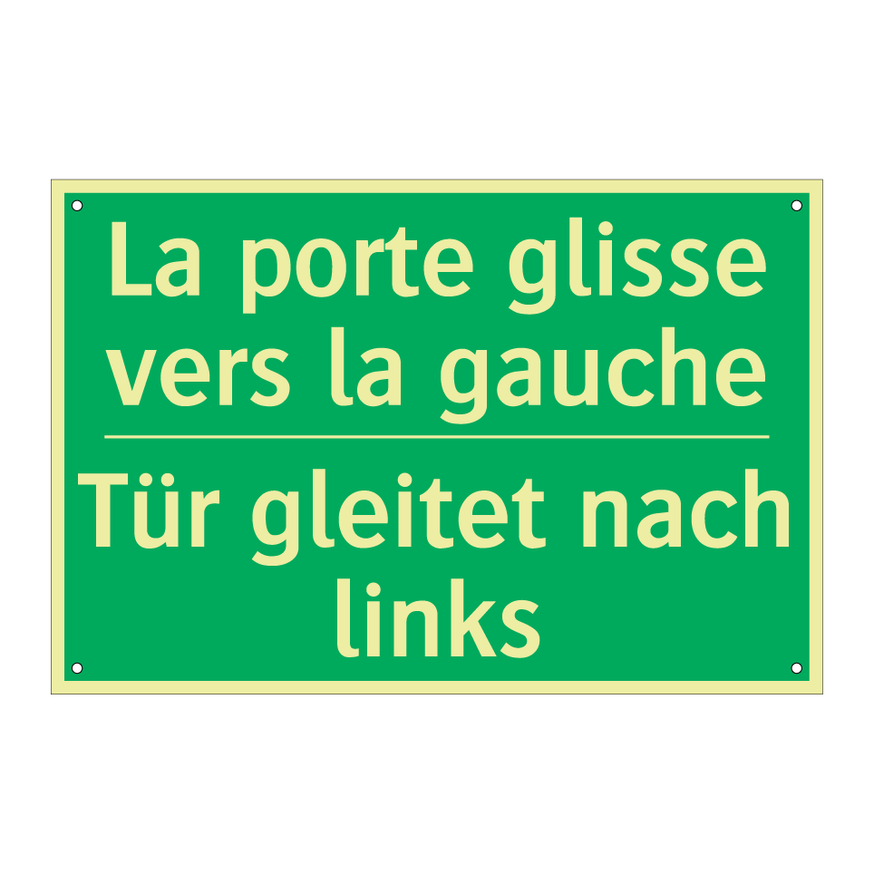 Tür gleitet nach links - La porte glisse vers la gauche