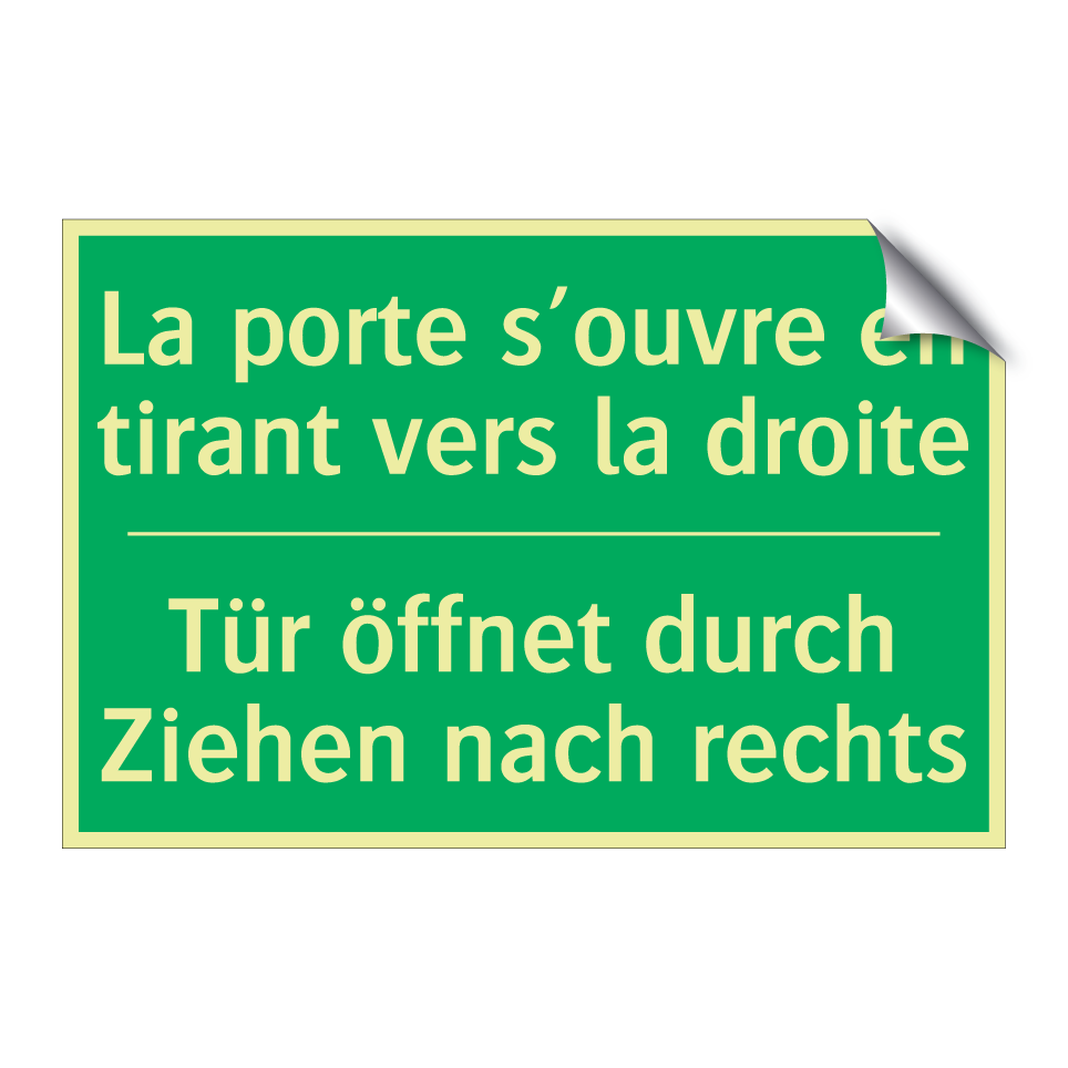 Tür öffnet durch Ziehen nach rechts /.../ - La porte s’ouvre en tirant vers  /.../