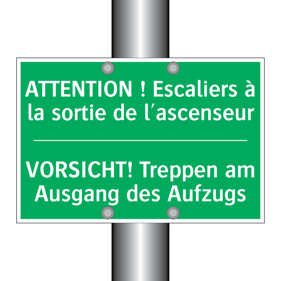 VORSICHT! Treppen am Ausgang des  /.../ - ATTENTION ! Escaliers à la sortie  /.../