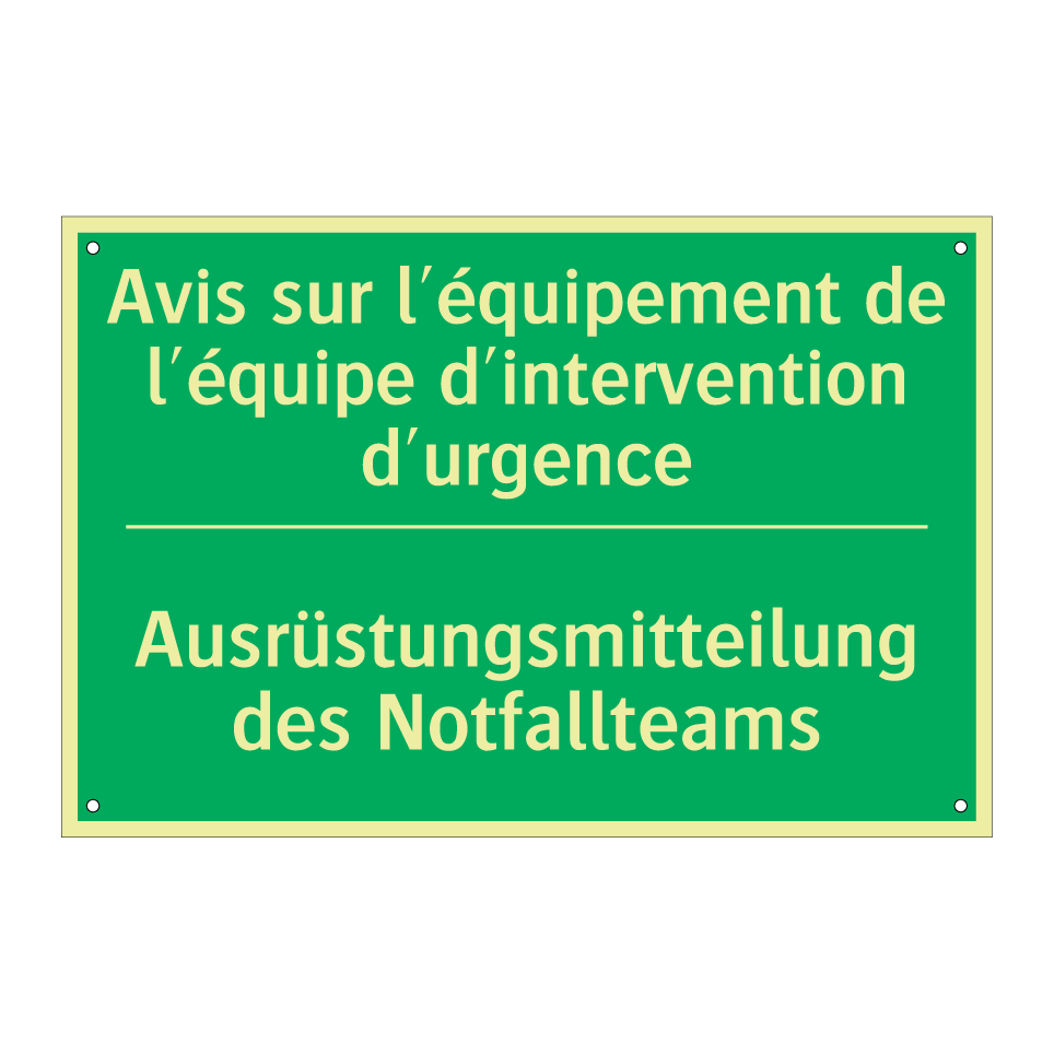 Ausrüstungsmitteilung des Notfallteams /.../ - Avis sur l'équipement de l'équipe  /.../