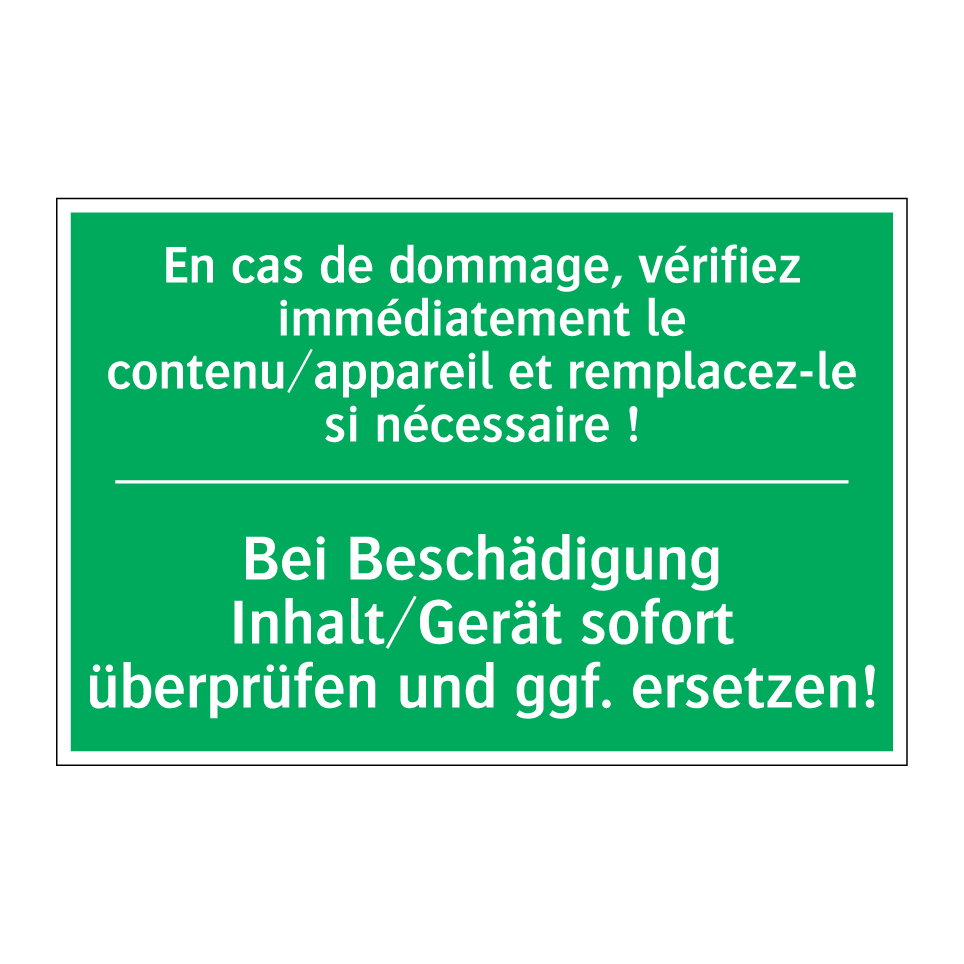 Bei Beschädigung Inhalt/Gerät  /.../ - En cas de dommage, vérifiez immédiatement  /.../