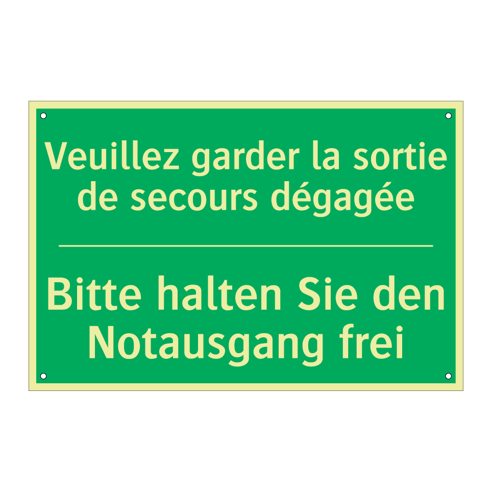 Bitte halten Sie den Notausgang  /.../ - Veuillez garder la sortie de secours  /.../