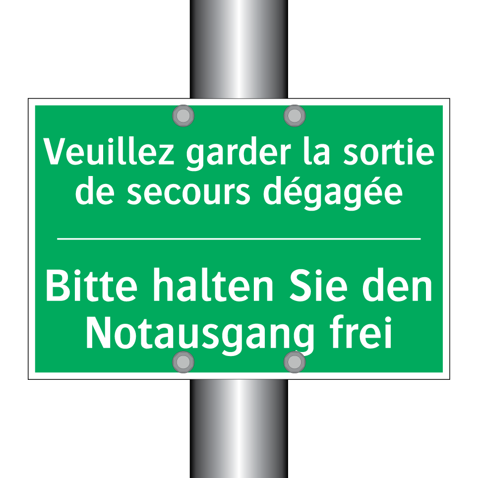 Bitte halten Sie den Notausgang  /.../ - Veuillez garder la sortie de secours  /.../