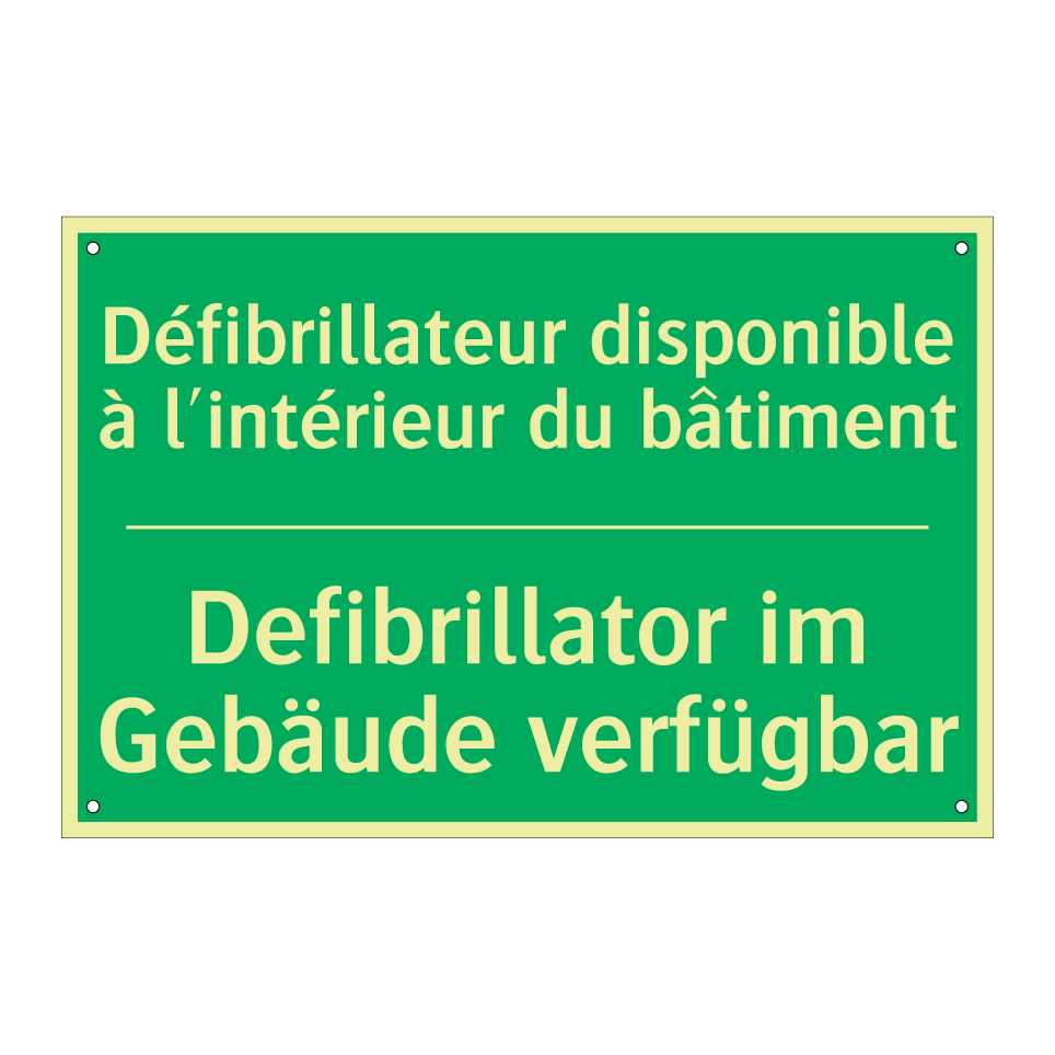 Defibrillator im Gebäude verfügbar /.../ - Défibrillateur disponible à l'intérieur  /.../