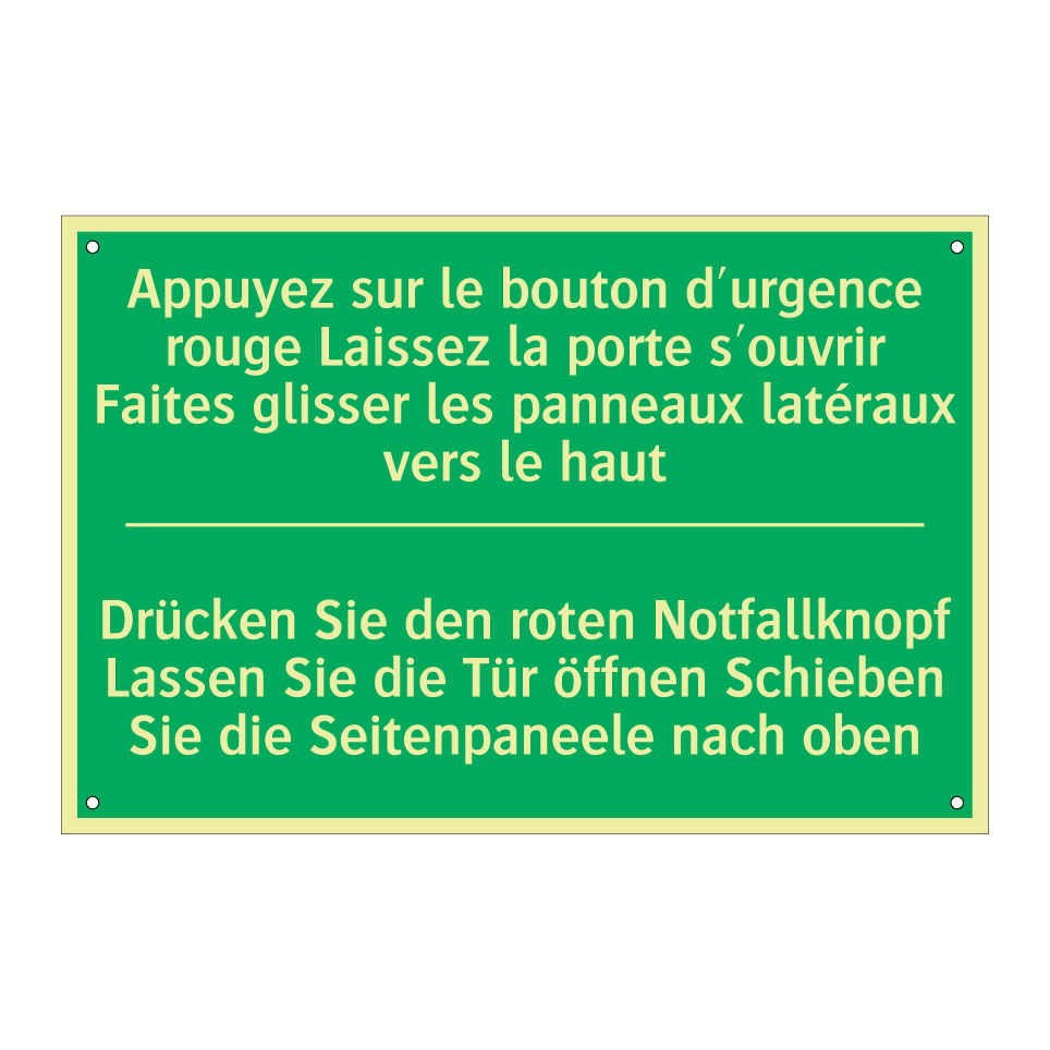 Drücken Sie den roten Notfallknopf  /.../ - Appuyez sur le bouton d'urgence  /.../