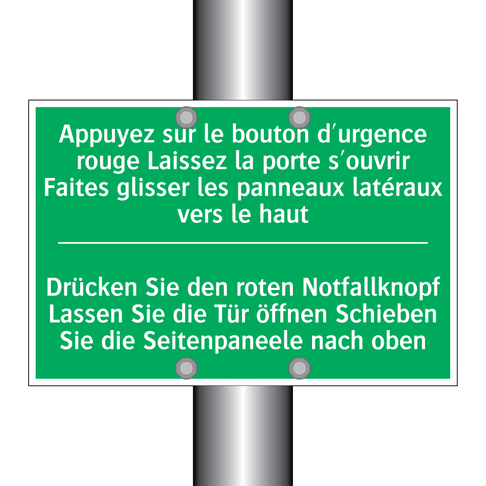 Drücken Sie den roten Notfallknopf  /.../ - Appuyez sur le bouton d'urgence  /.../