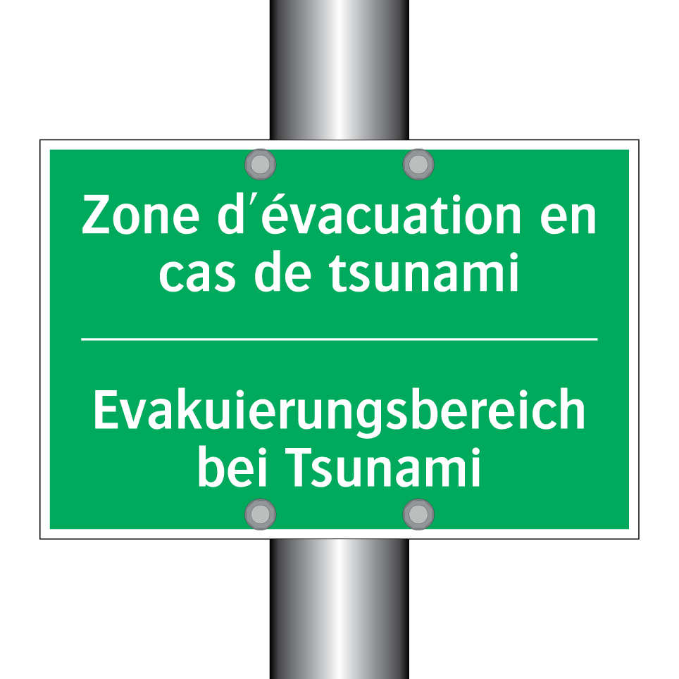 Evakuierungsbereich bei Tsunami /.../ - Zone d'évacuation en cas de tsunami /.../