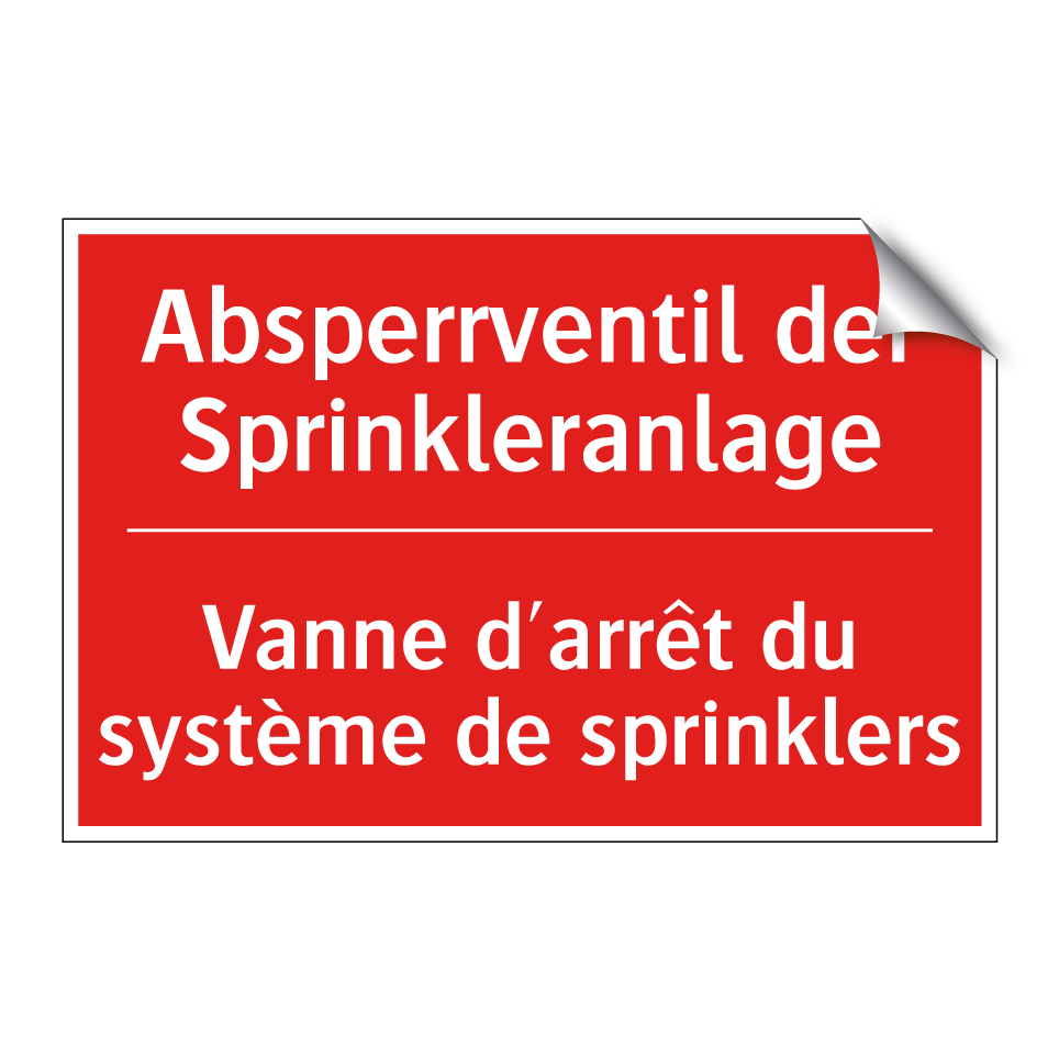 Absperrventil der Sprinkleranlage /.../ - Vanne d'arrêt du système de sprinklers /.../