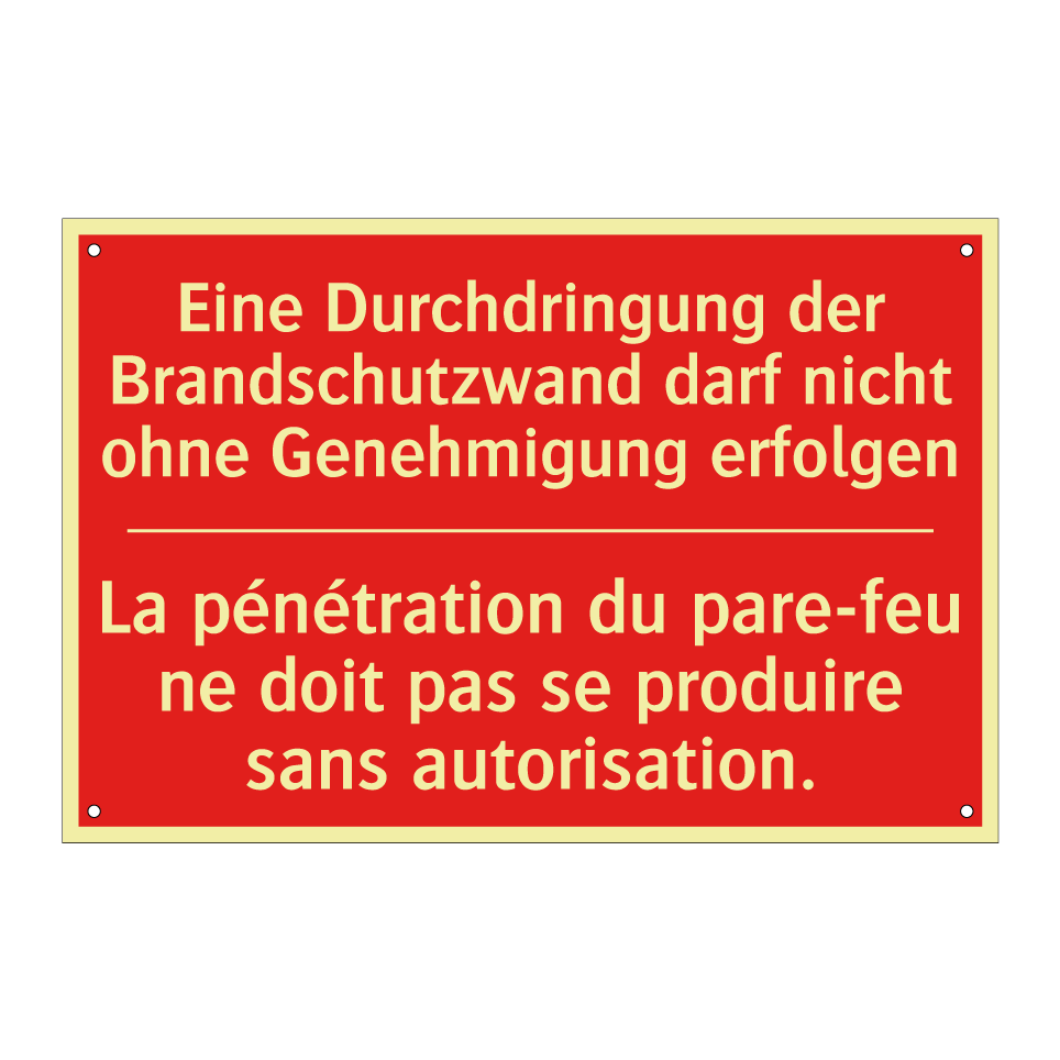 Eine Durchdringung der Brandschutzwand  /.../ - La pénétration du pare-feu ne  /.../