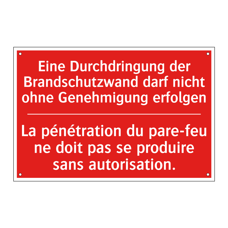 Eine Durchdringung der Brandschutzwand  /.../ - La pénétration du pare-feu ne  /.../
