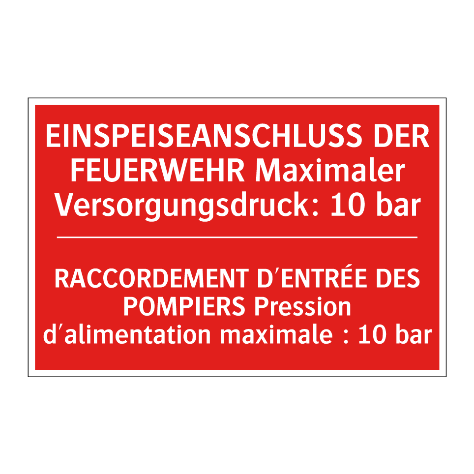 EINSPEISEANSCHLUSS DER FEUERWEHR  /.../ - RACCORDEMENT D'ENTRÉE DES POMPIERS  /.../