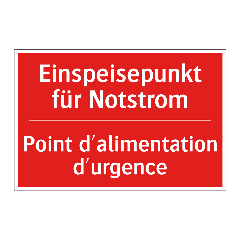 Einspeisepunkt für Notstrom - Point d'alimentation d'urgence