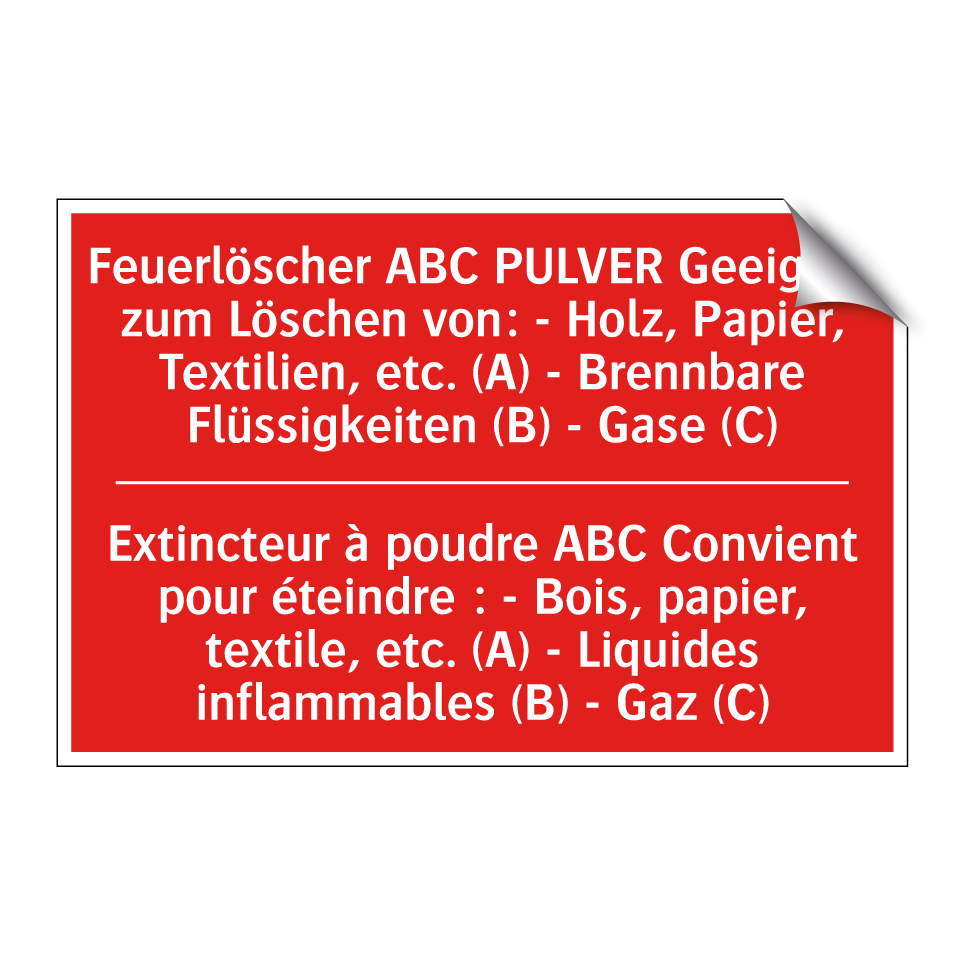 Feuerlöscher ABC PULVER Geeignet  /.../ - Extincteur à poudre ABC Convient  /.../