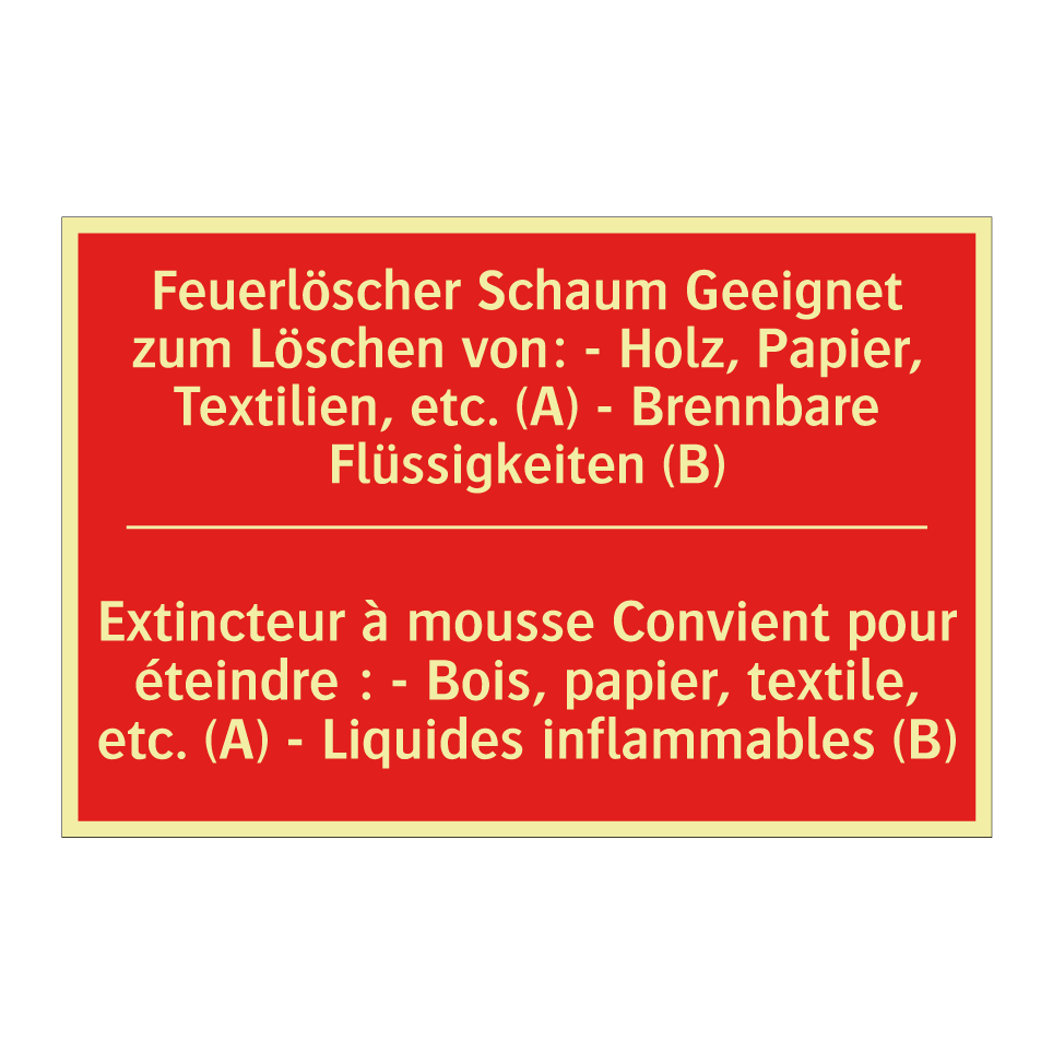 Feuerlöscher Schaum Geeignet zum  /.../ - Extincteur à mousse Convient pour  /.../
