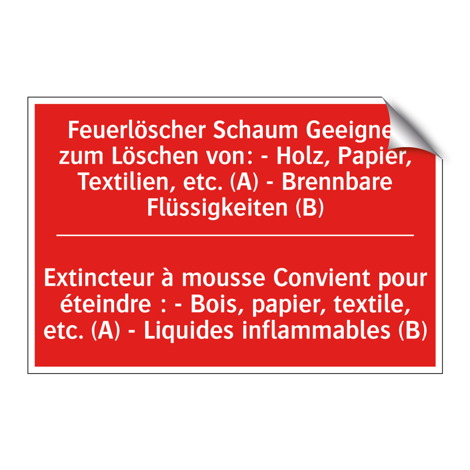 Feuerlöscher Schaum Geeignet zum  /.../ - Extincteur à mousse Convient pour  /.../