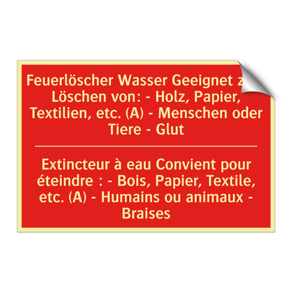 Feuerlöscher Wasser Geeignet zum  /.../ - Extincteur à eau Convient pour  /.../