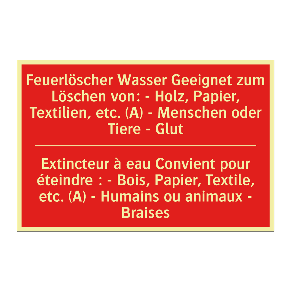 Feuerlöscher Wasser Geeignet zum  /.../ - Extincteur à eau Convient pour  /.../