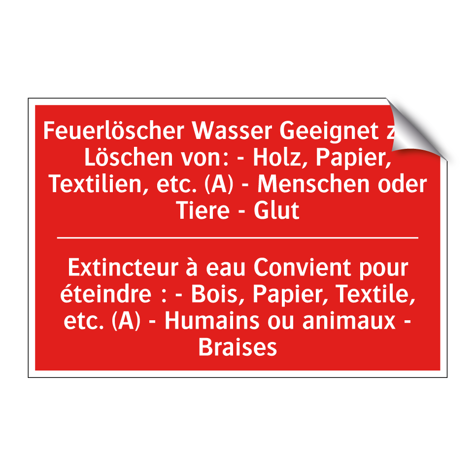 Feuerlöscher Wasser Geeignet zum  /.../ - Extincteur à eau Convient pour  /.../