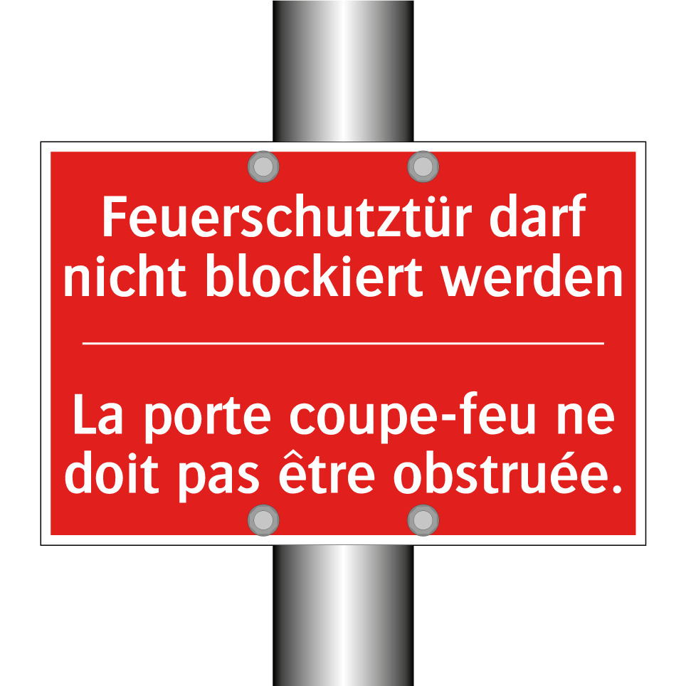 Feuerschutztür darf nicht blockiert  /.../ - La porte coupe-feu ne doit pas  /.../