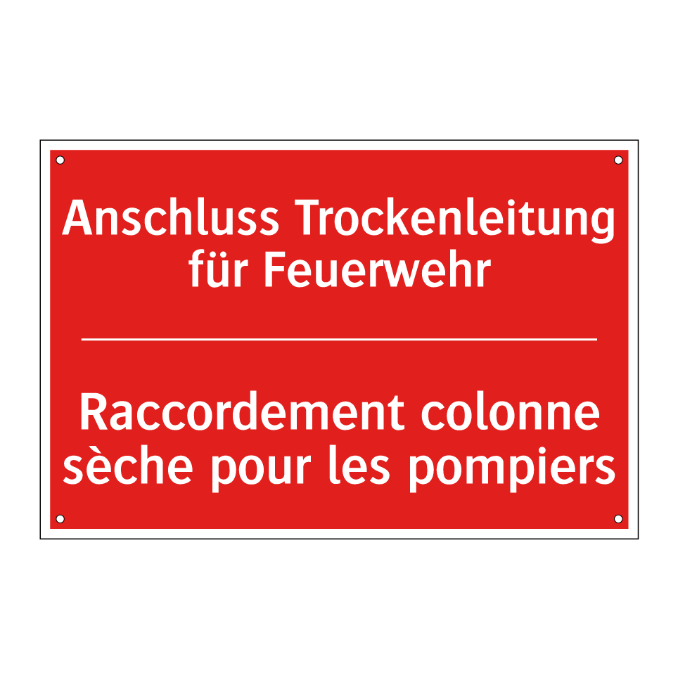 Anschluss Trockenleitung für Feuerwehr /.../ - Raccordement colonne sèche pour  /.../