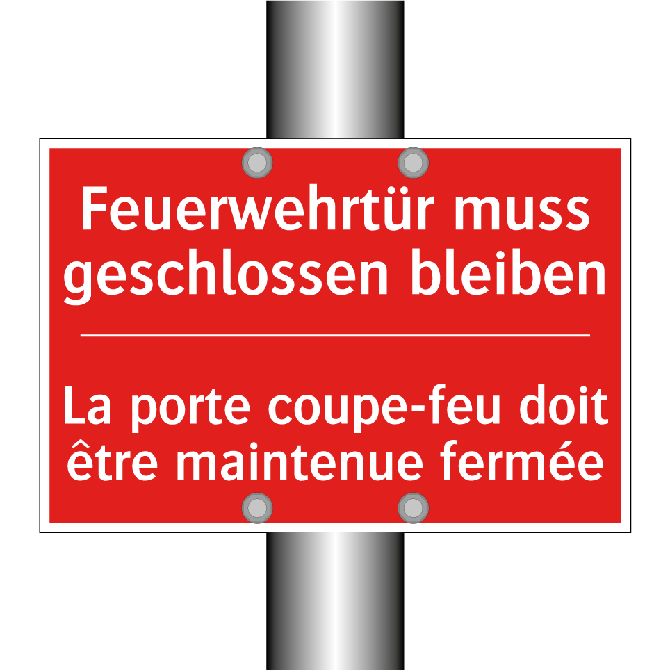Feuerwehrtür muss geschlossen  /.../ - La porte coupe-feu doit être maintenue  /.../
