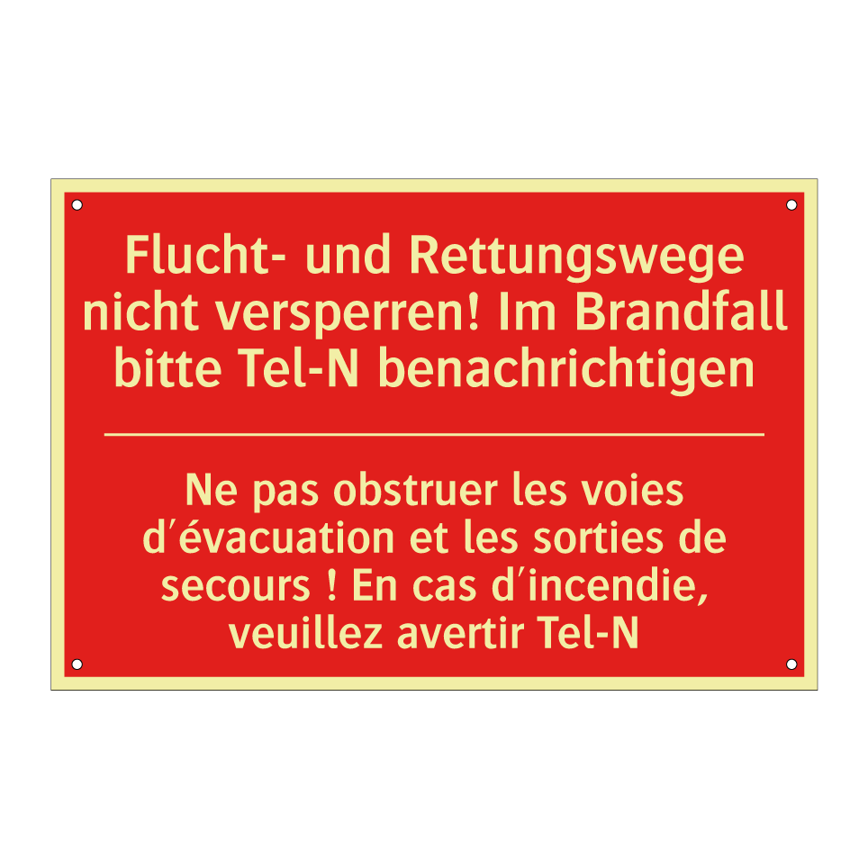Flucht- und Rettungswege nicht  /.../ - Ne pas obstruer les voies d'évacuation  /.../