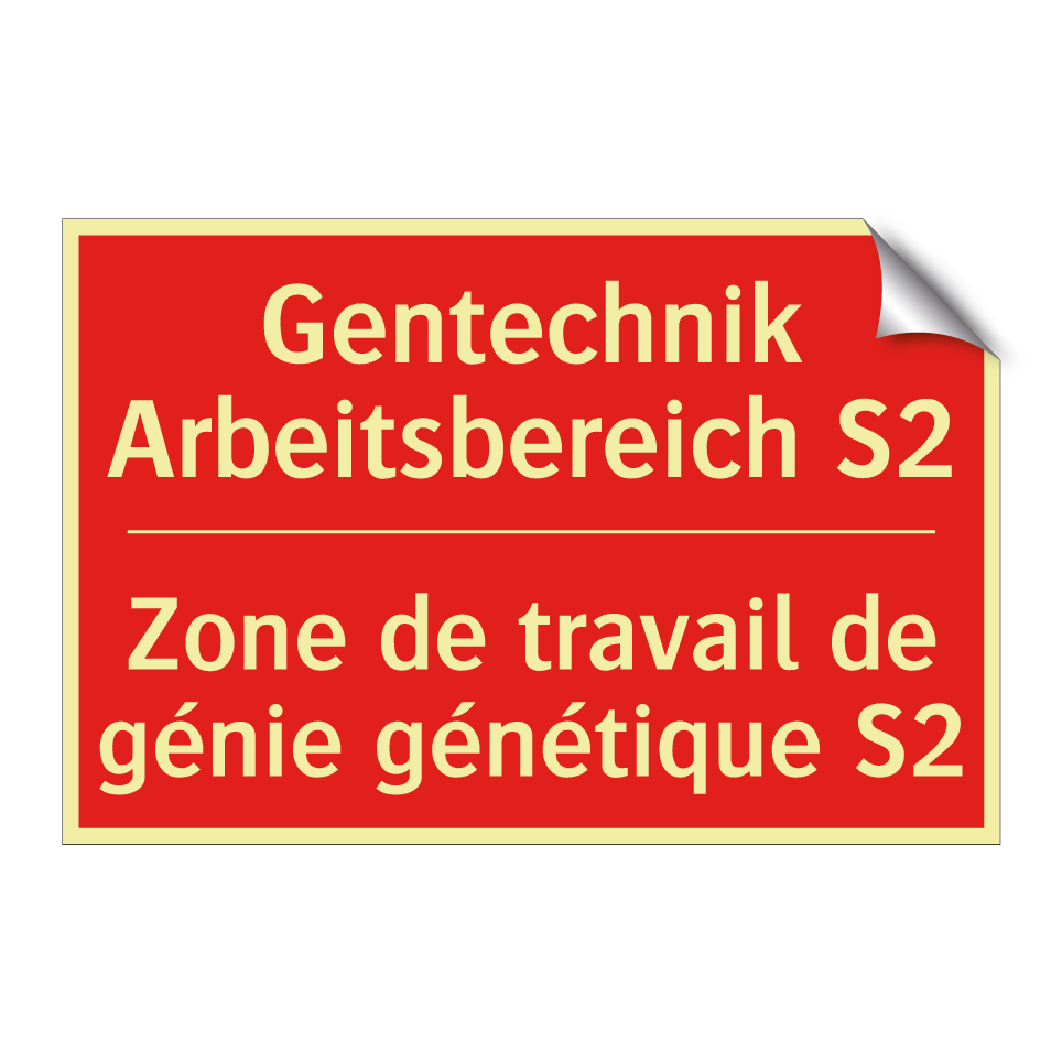 Gentechnik Arbeitsbereich S2 - Zone de travail de génie génétique  /.../