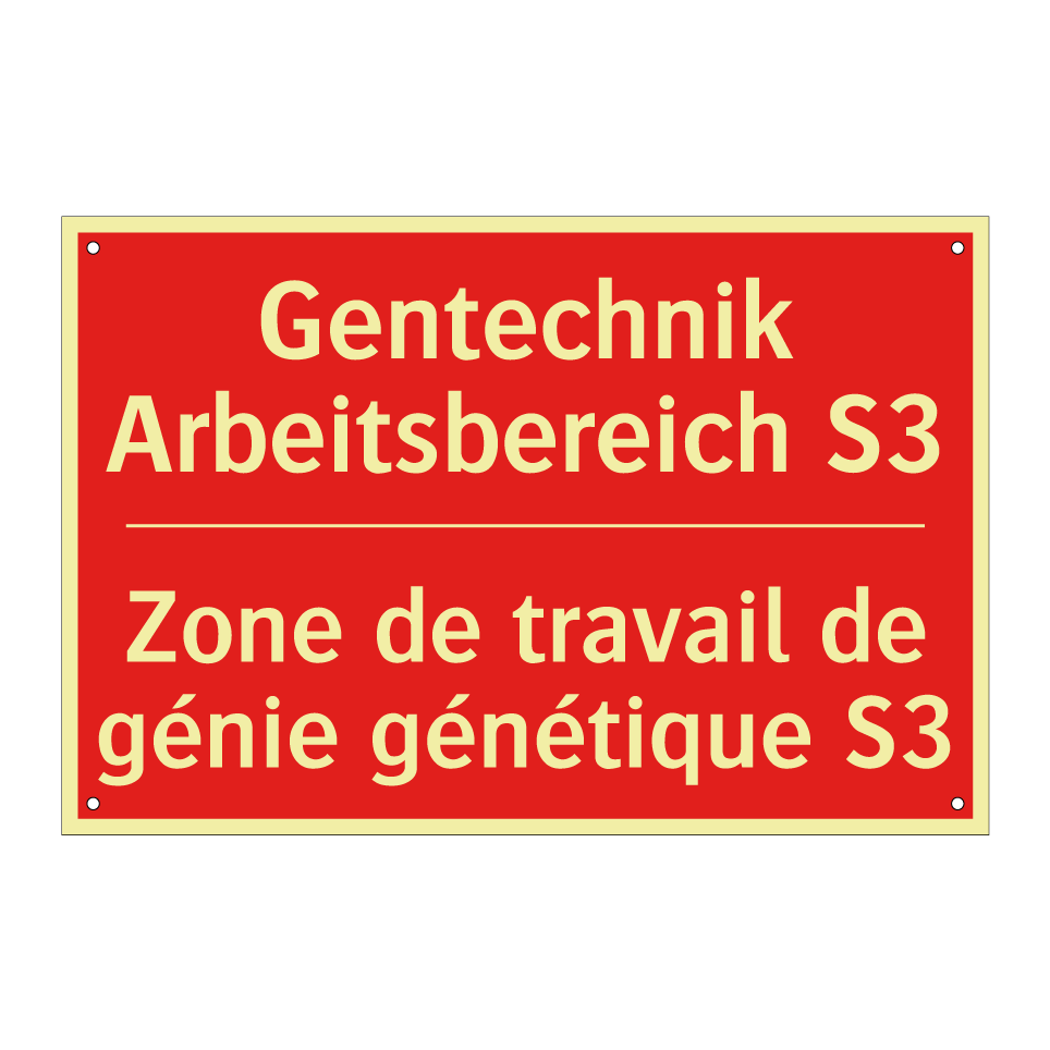 Gentechnik Arbeitsbereich S3 - Zone de travail de génie génétique  /.../