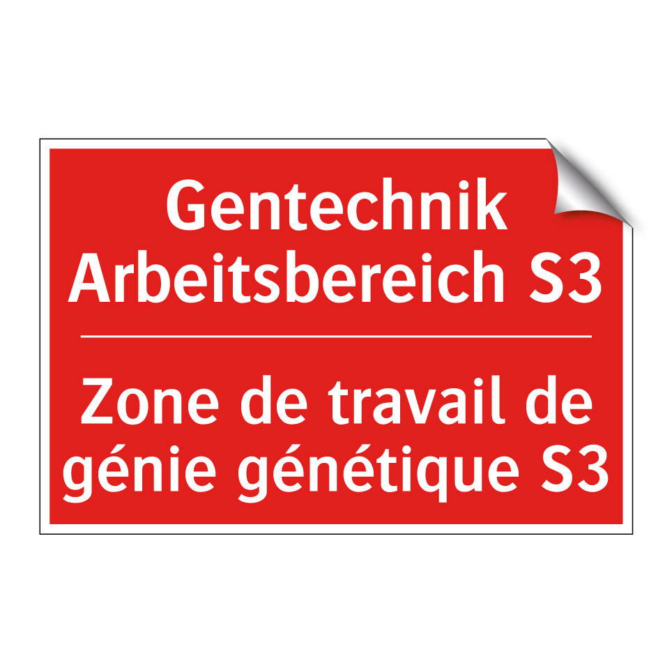 Gentechnik Arbeitsbereich S3 - Zone de travail de génie génétique  /.../