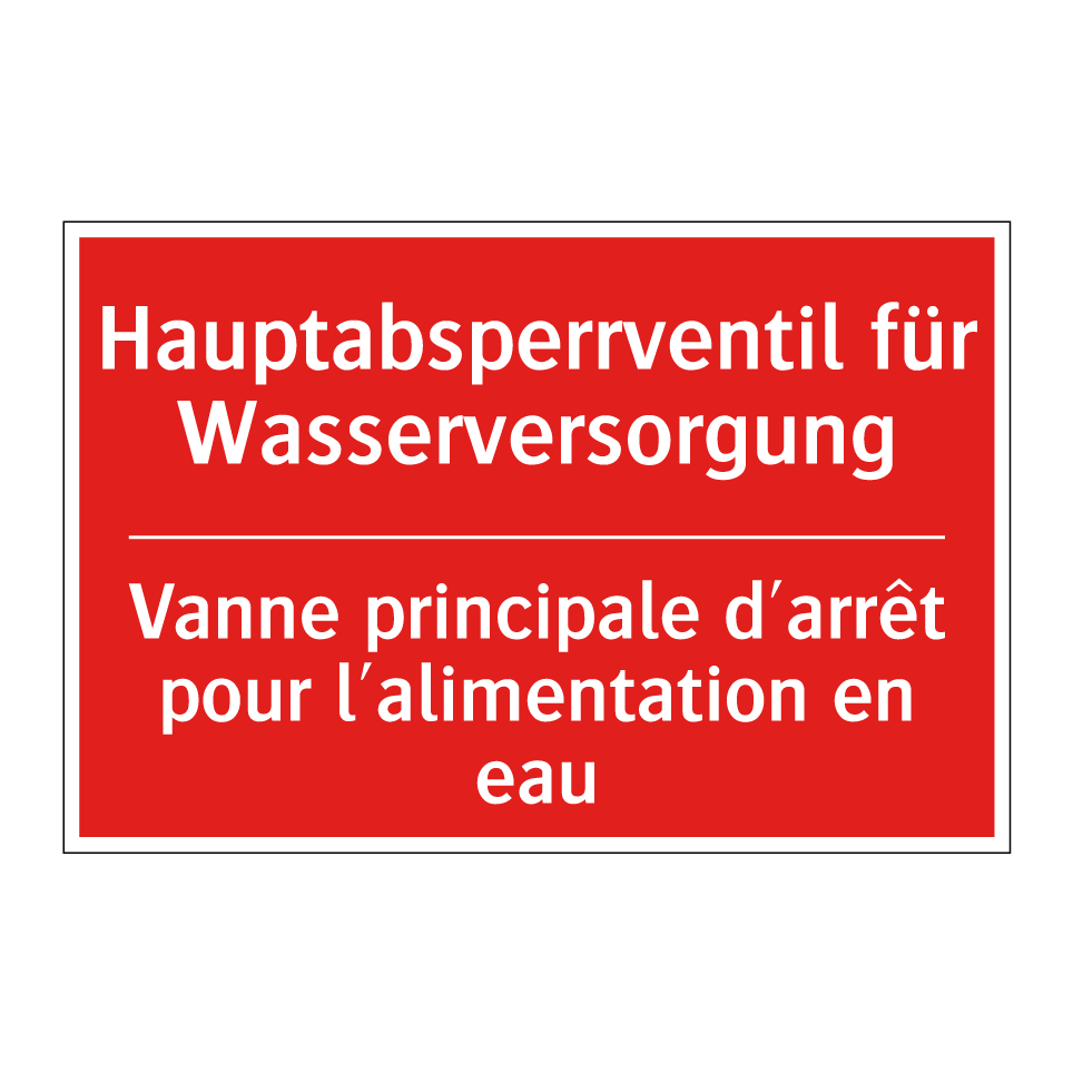 Hauptabsperrventil für Wasserversorgung /.../ - Vanne principale d'arrêt pour  /.../