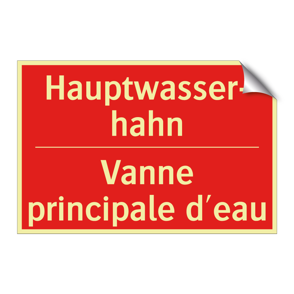 Hauptwasser- hahn - Vanne principale d'eau