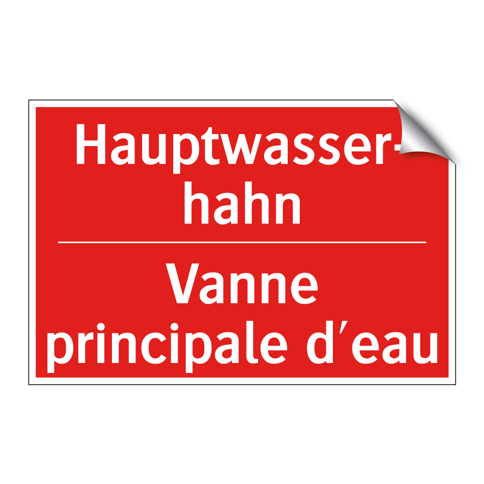 Hauptwasser- hahn - Vanne principale d'eau