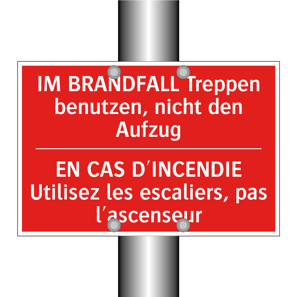 IM BRANDFALL Treppen benutzen,  /.../ - EN CAS D'INCENDIE Utilisez les  /.../