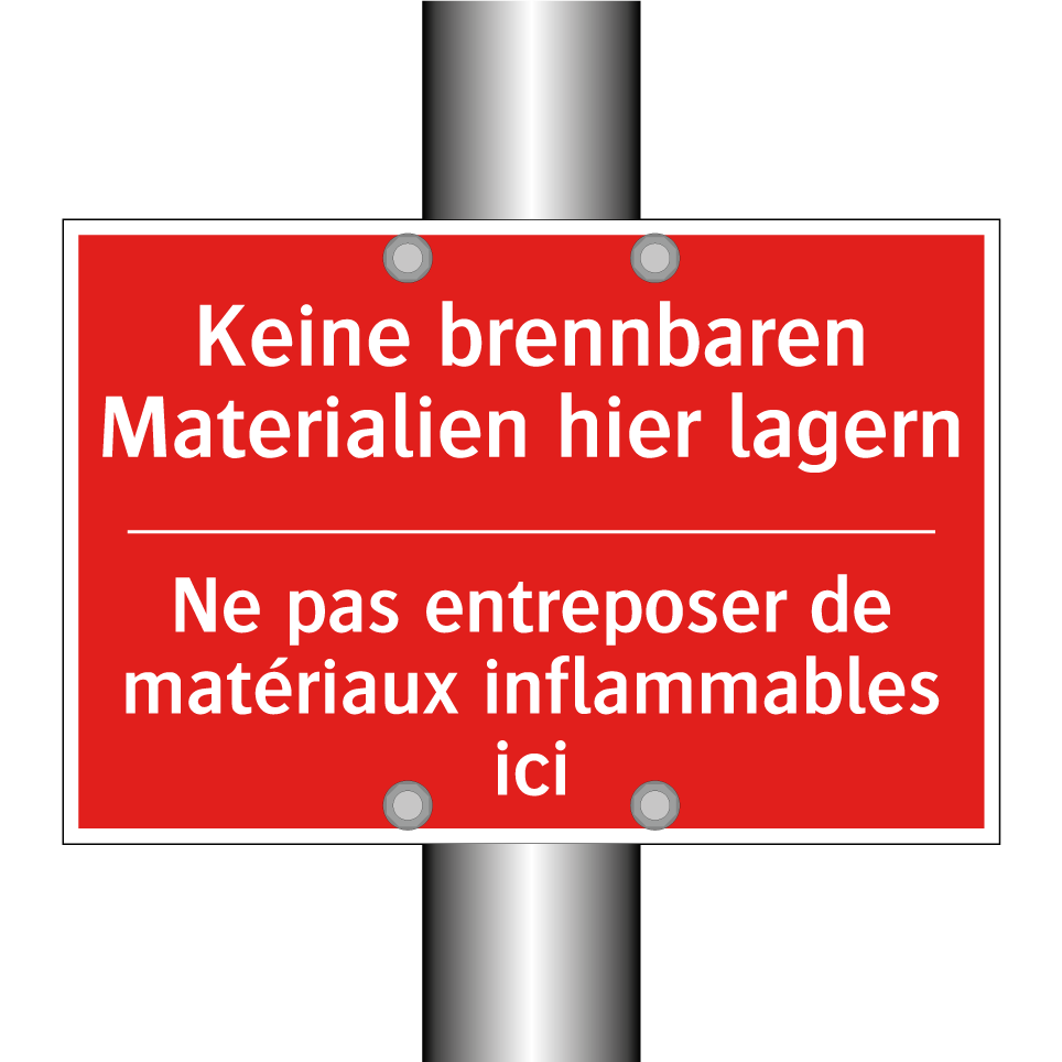 Keine brennbaren Materialien hier  /.../ - Ne pas entreposer de matériaux  /.../