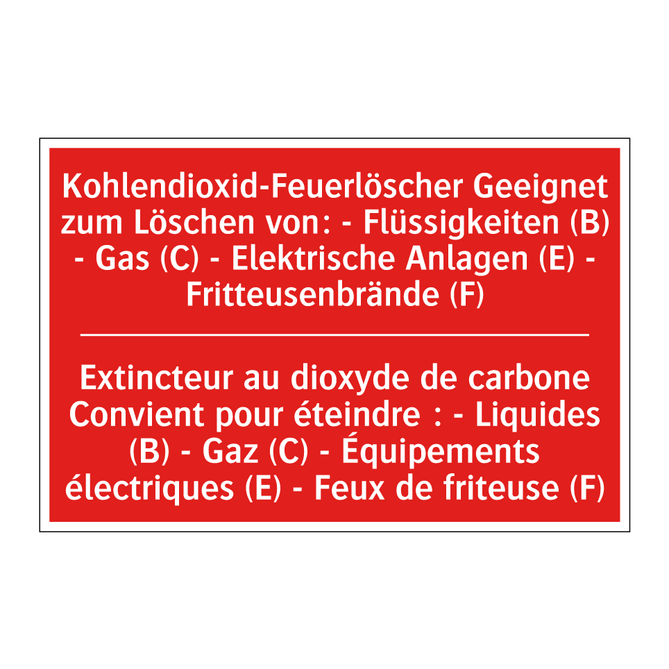 Kohlendioxid-Feuerlöscher Geeignet  /.../ - Extincteur au dioxyde de carbone  /.../